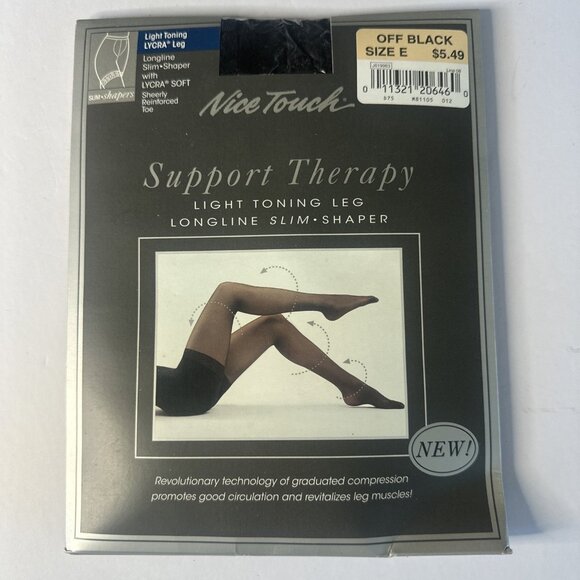 5 x Nice Touch Support Therapy Pantyhose Plus Sz E Black/Taupe New VTG Shapers - Picture 9 of 12